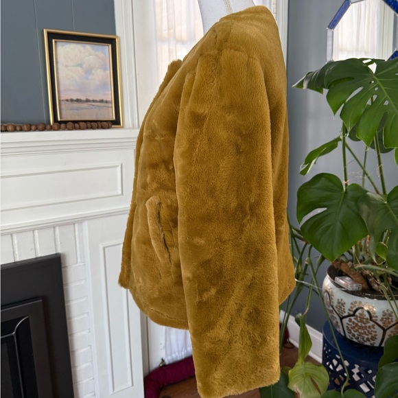 Chelsea & Theodore Mustard Faux Fur Coat - Picture 4 of 8